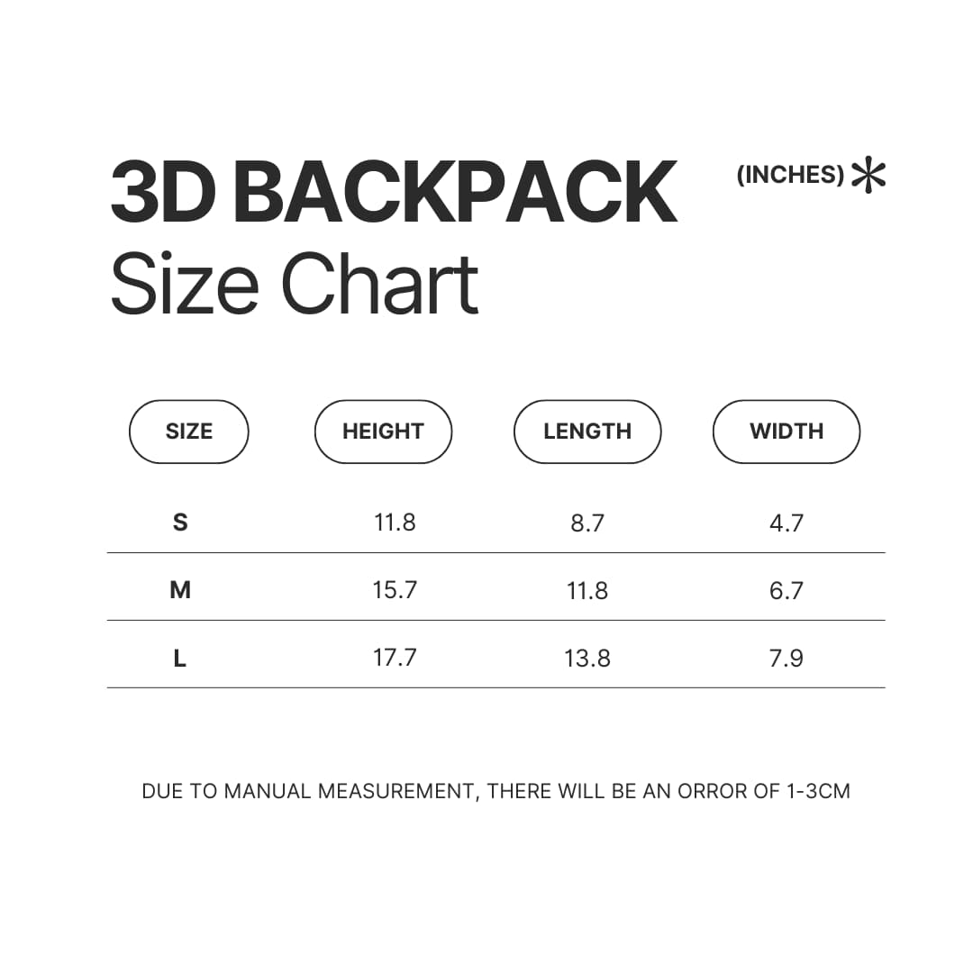 3D Backpack Size Chart - Juice Wrld UK Shop