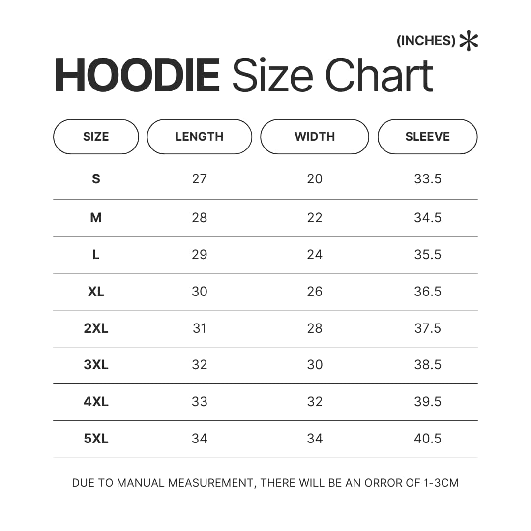 Hoodie Size Chart - Juice Wrld UK Shop