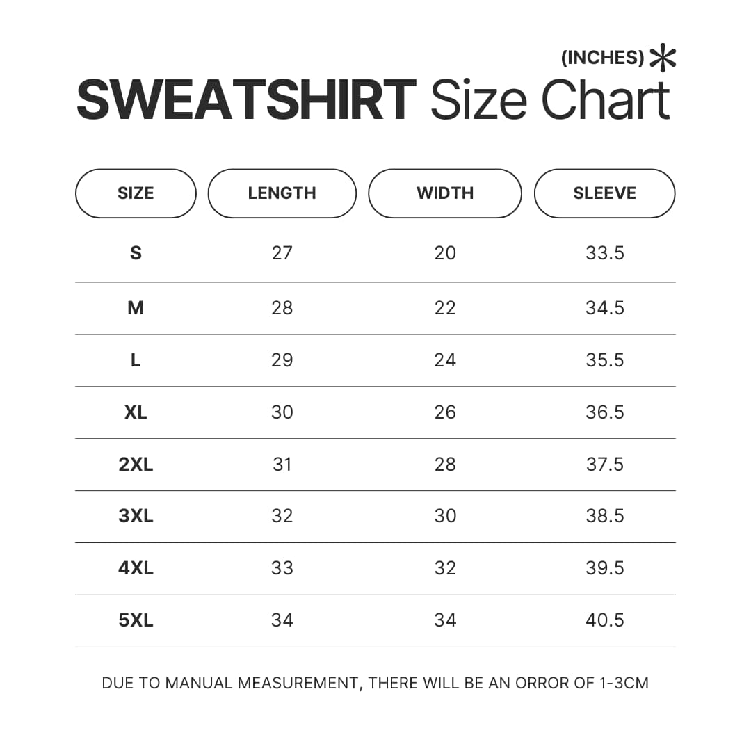 Sweatshirt Size Chart - Juice Wrld UK Shop