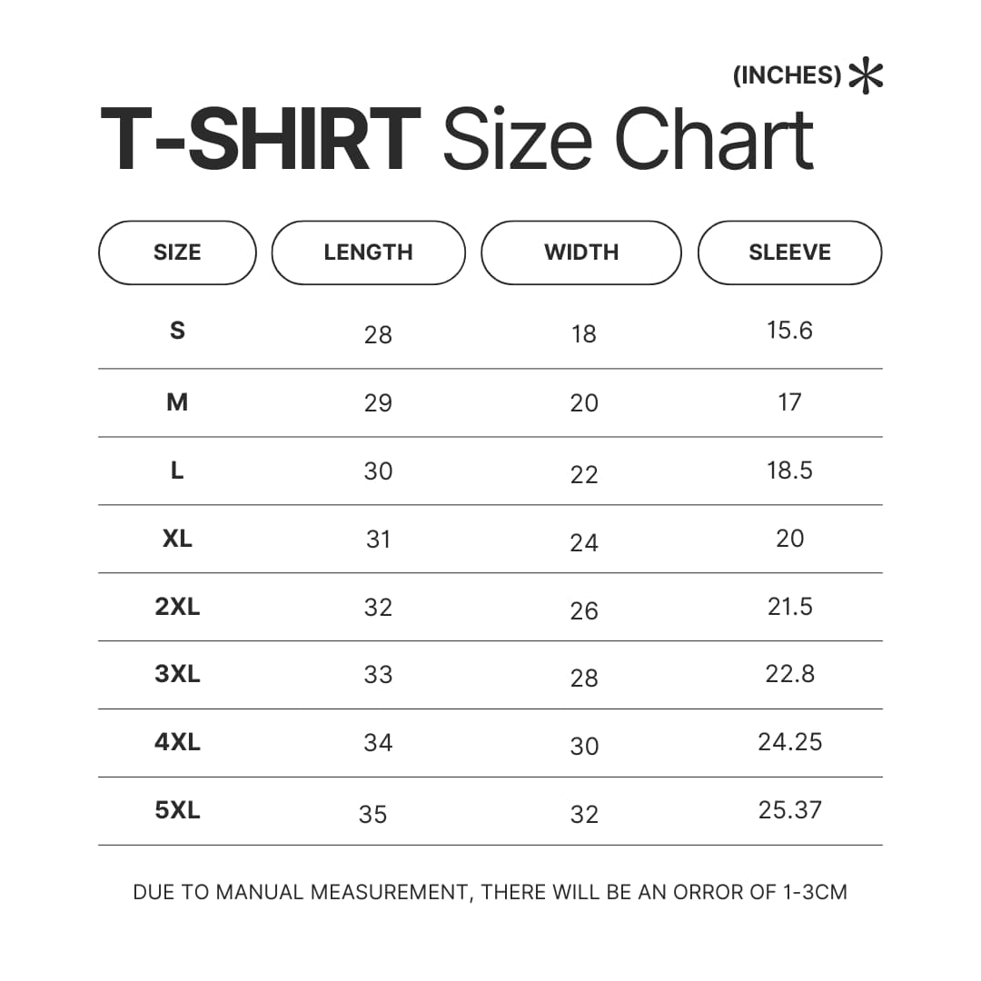 T shirt Size Chart - Juice Wrld UK Shop
