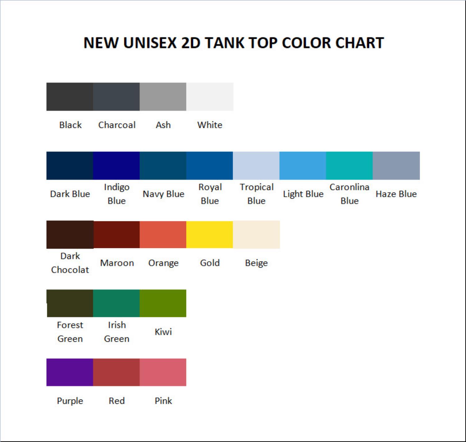 tank top color chart - Juice Wrld UK Shop