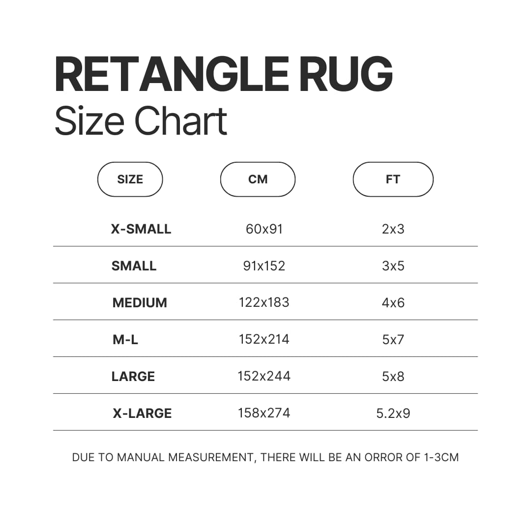 Retangle Rug Size Chart - Juice Wrld UK Shop